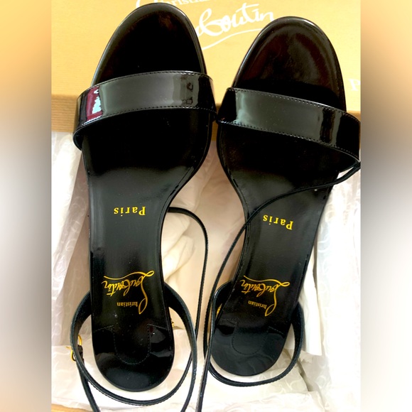 BRAND NEW Christian Louboutin Lipsita Queen Patent Red Sole Sandals - Picture 3 of 8